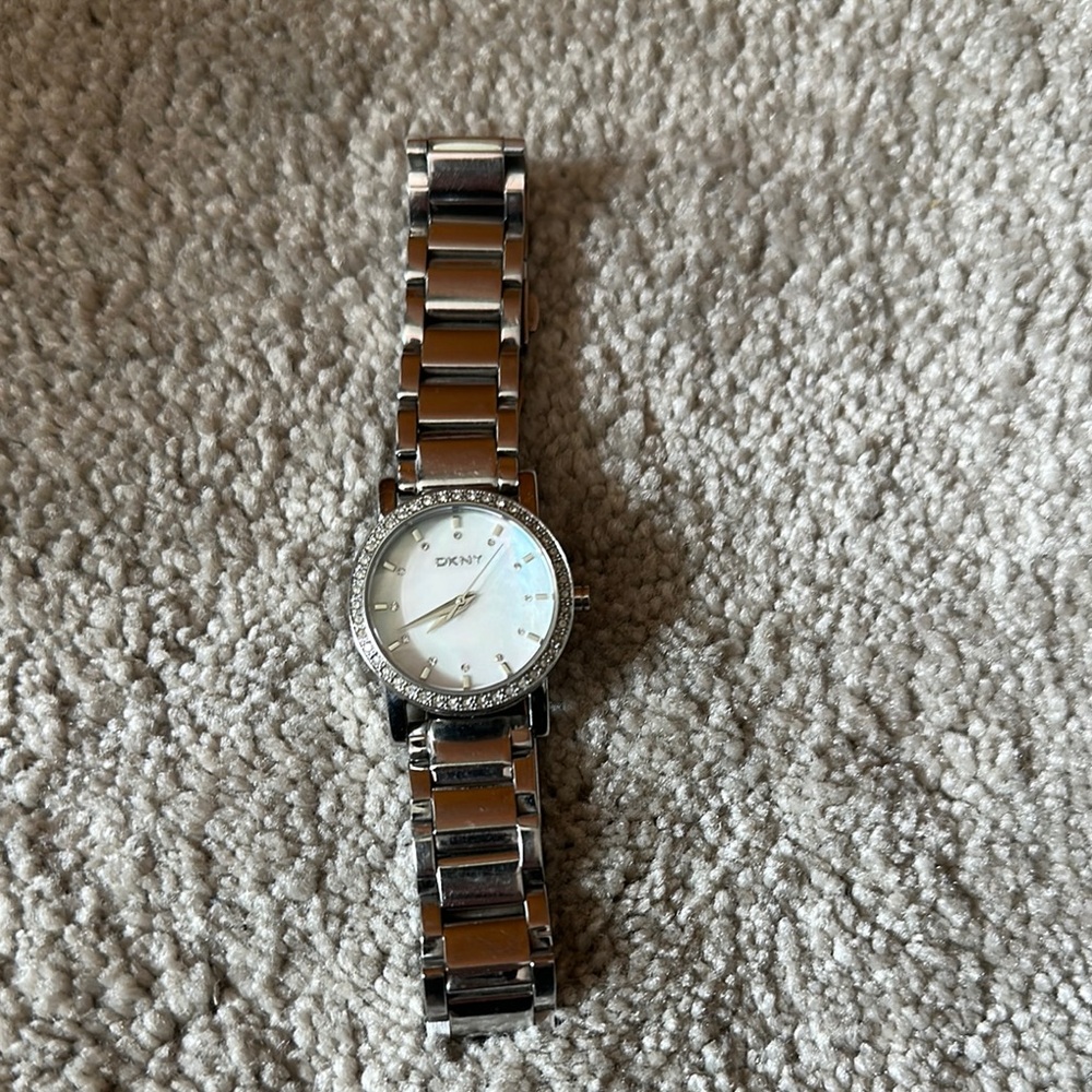 DKNY Silver Bracelet Watch with Crystal Details